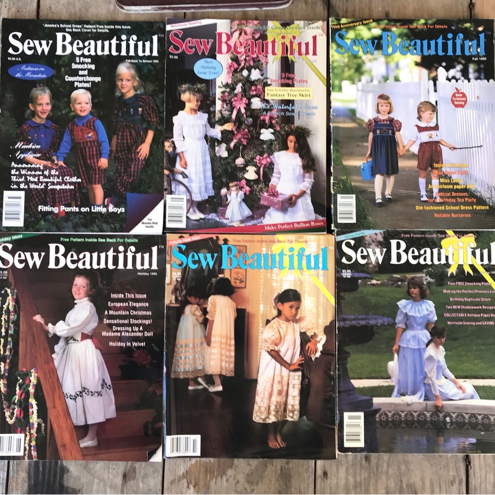 Lot of (6) Sew Beautiful Magazine, vintage issues, Martha Pullen